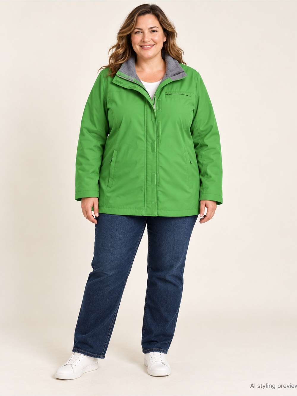 Lands’ End The Squall Women’s XL 18 Green Fleece Lined Jacket